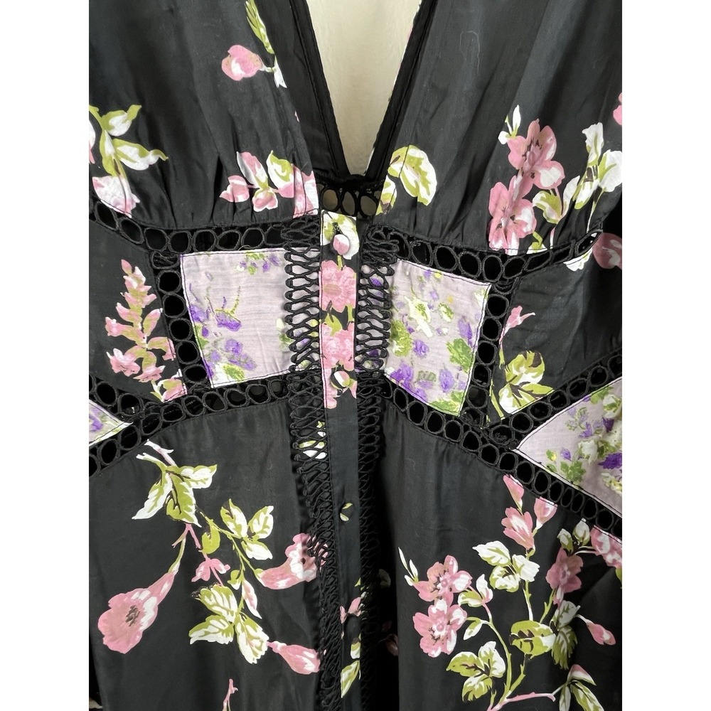 ASOS DESIGN Color Block Maxi Dress Floral Prairie Cottage Core Romantic Sz 4 - Picture 4 of 11